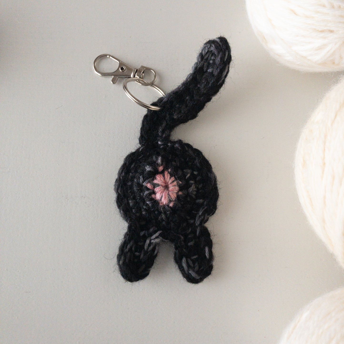Funny Black Cat Butt Keychain