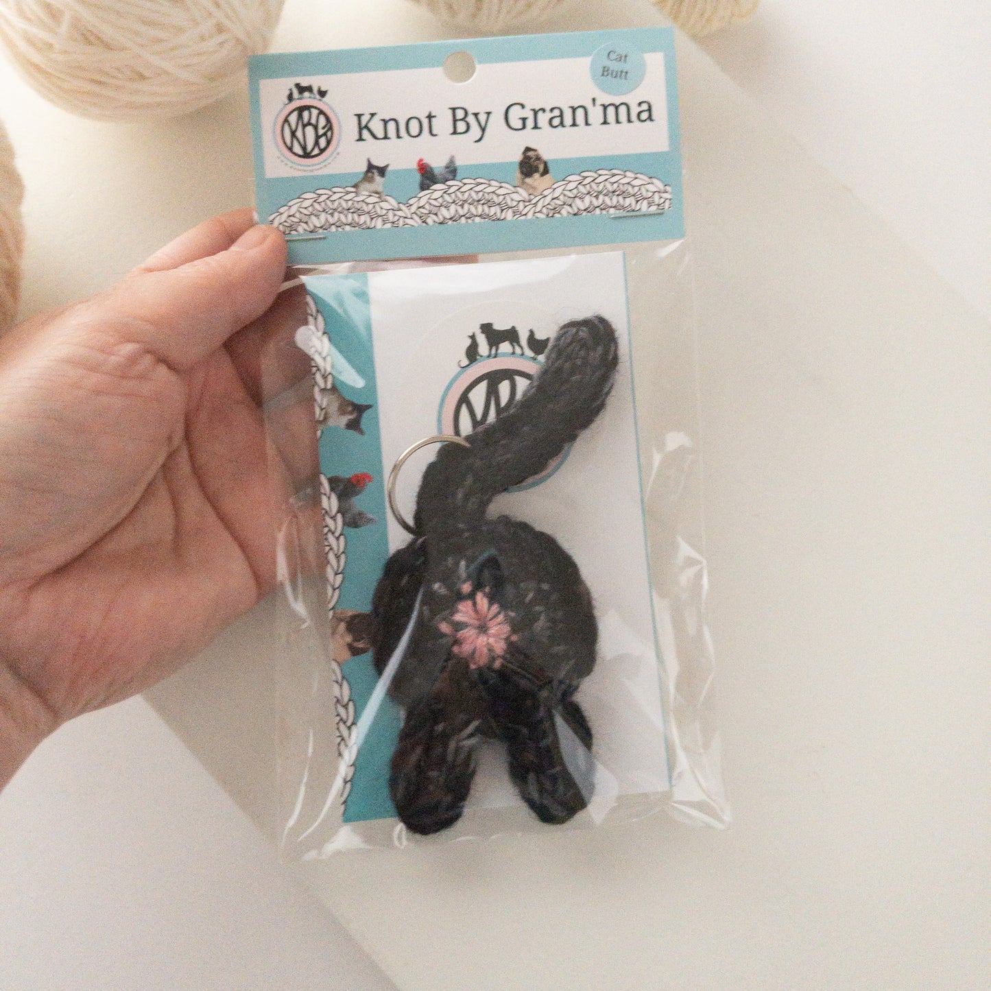 Funny Black Cat Butt Keychain