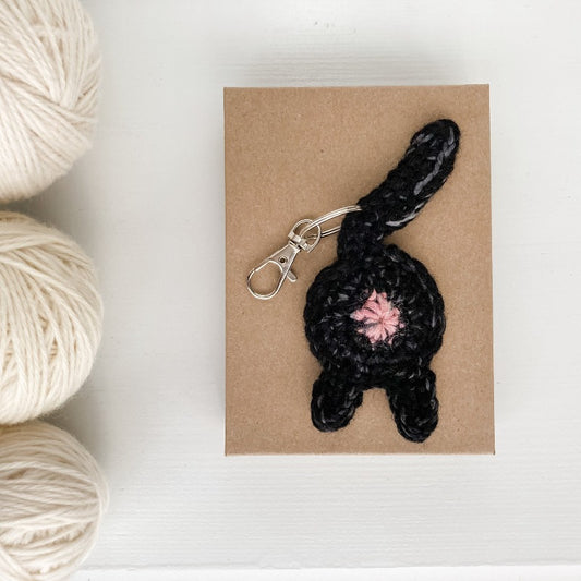 Knot By Gran'ma Keychain Black Cat Butt Keychain