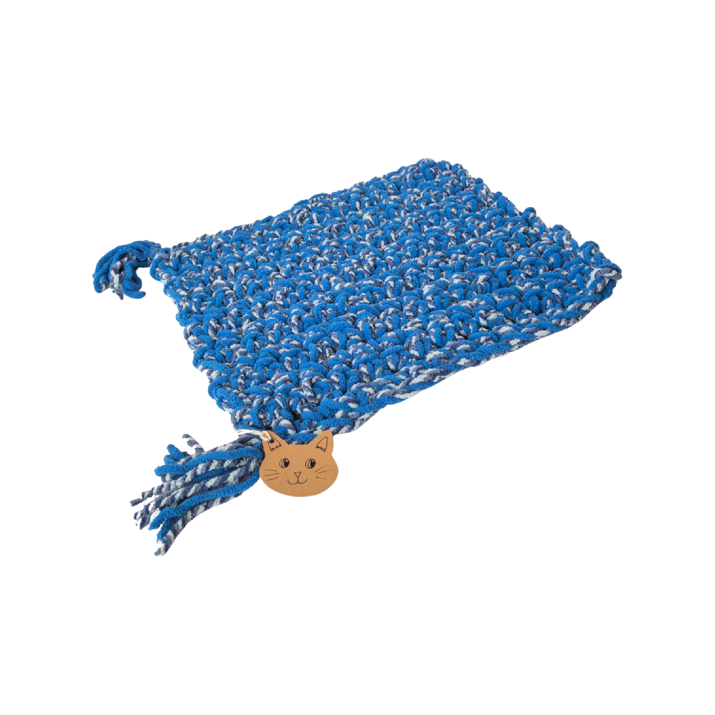 Knot By Gran'ma Cat Mat Cat Mat Bright Blue Sleeping Bed