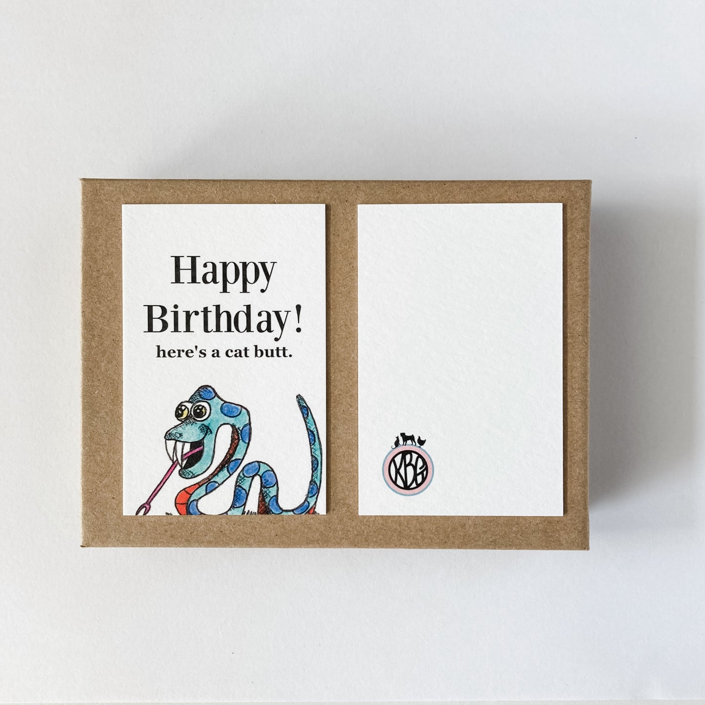 Gray Purple Cat Butt Keychain Funny Birthday Gift with Novelty Card