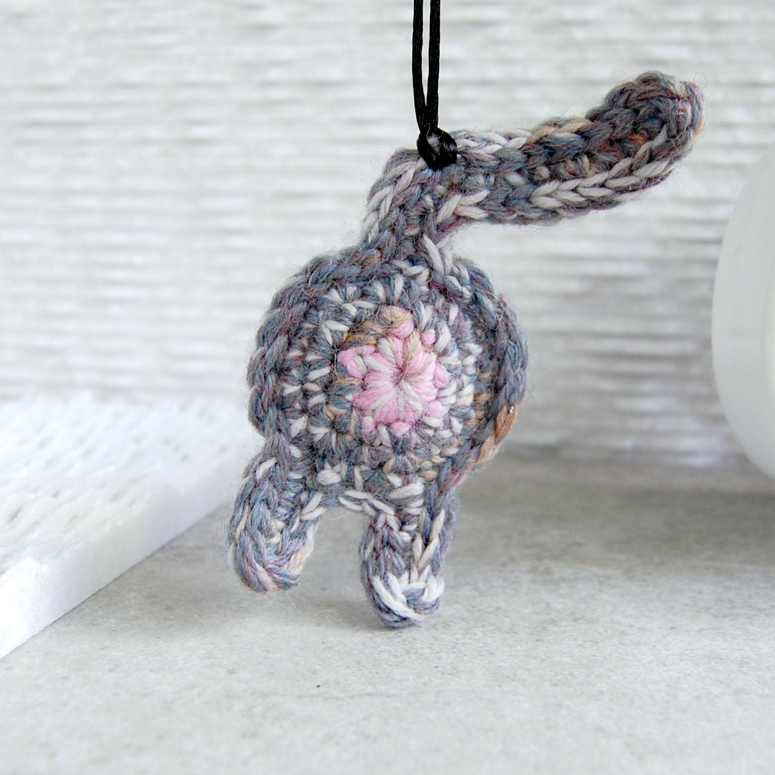 Knot By Gran'ma Ornament Funny Gray Purple Cat Butt Ornament