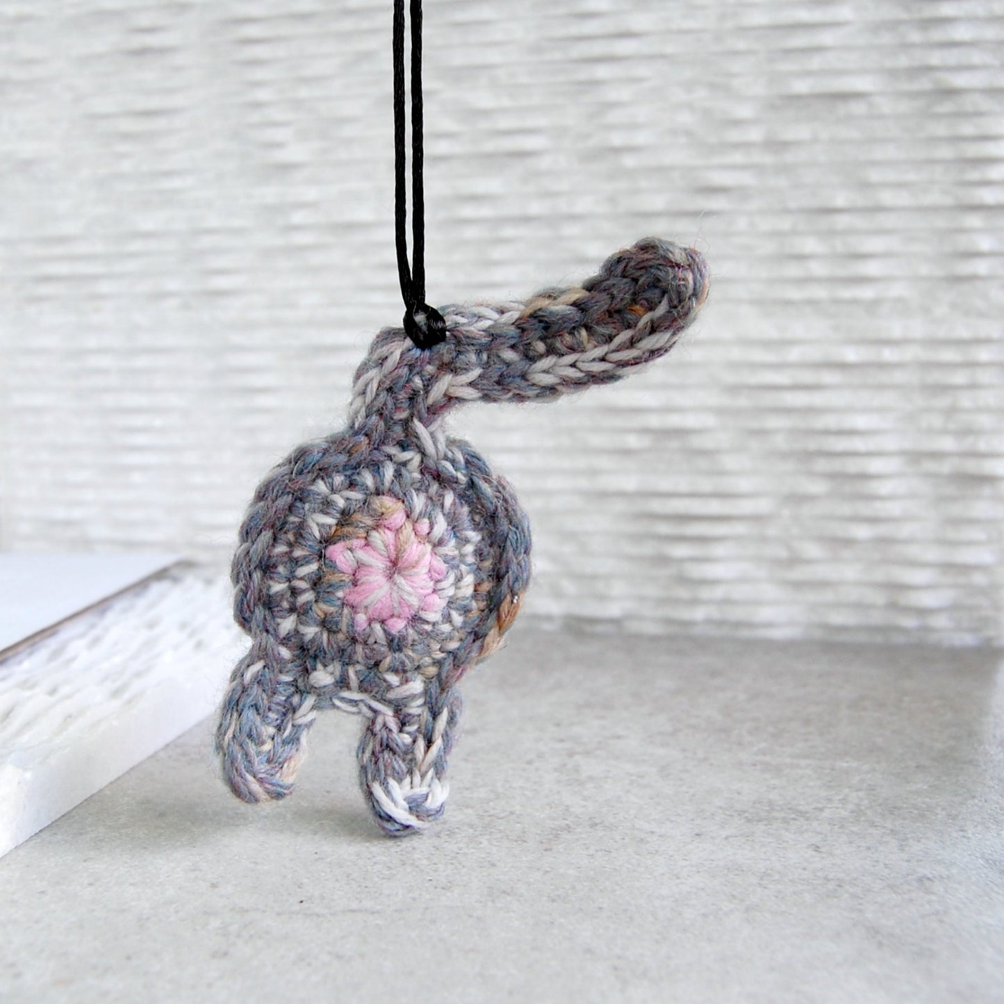 Knot By Gran'ma Ornament Funny Gray Purple Cat Butt Ornament