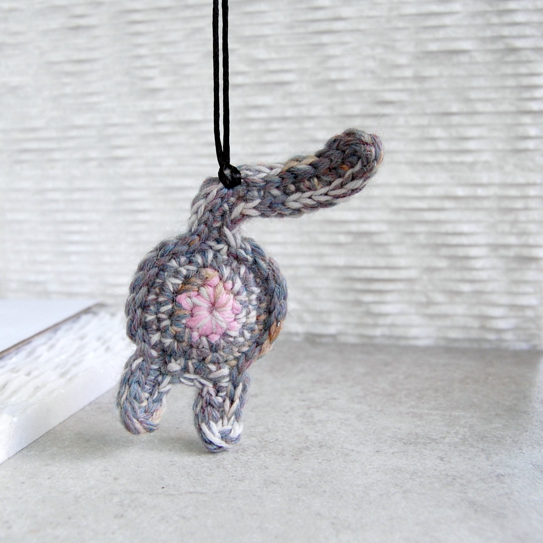 Knot By Gran'ma Ornament Funny Gray Purple Cat Butt Ornament