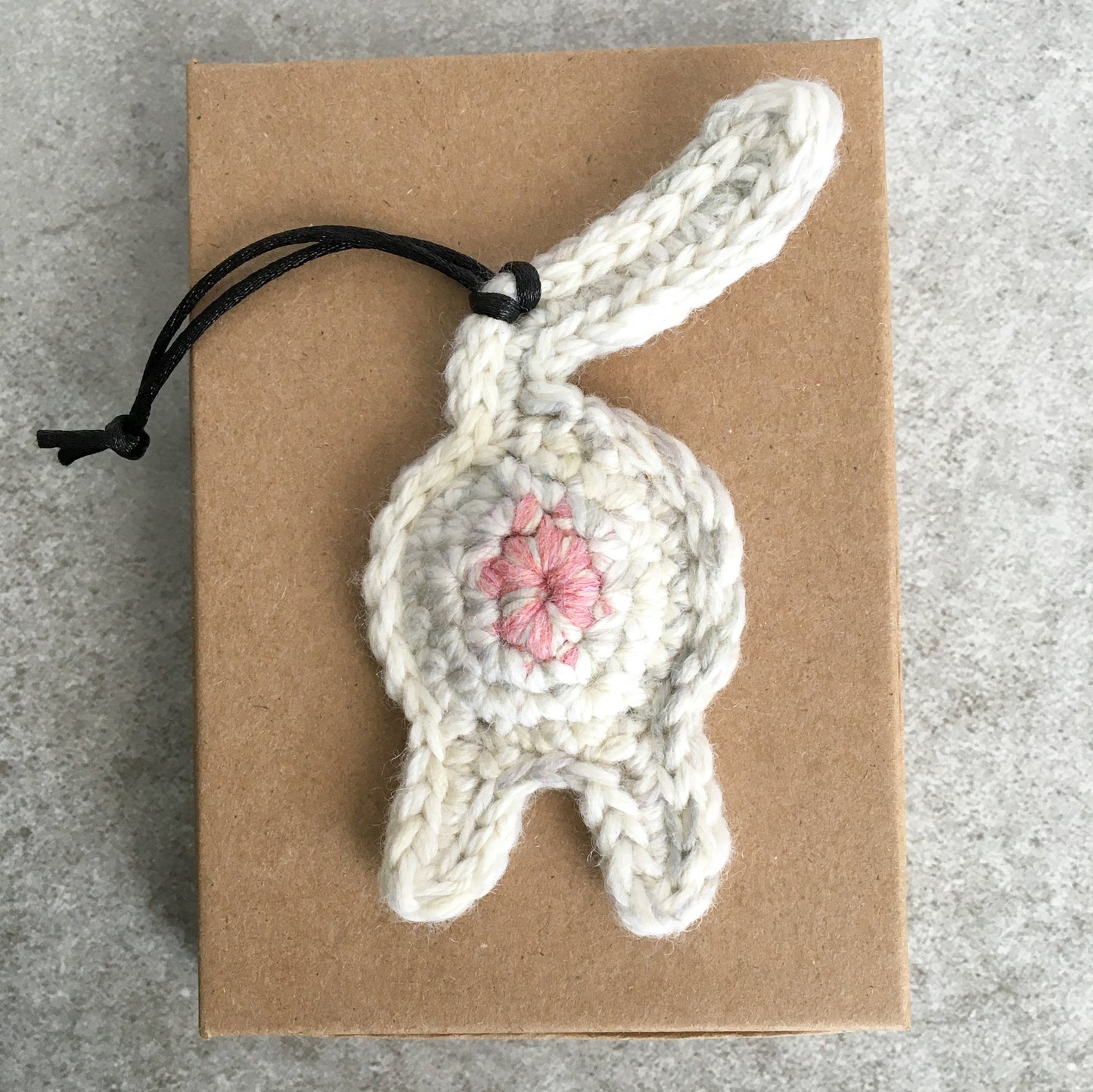 Funny White Cat Butt Ornament or Keychain