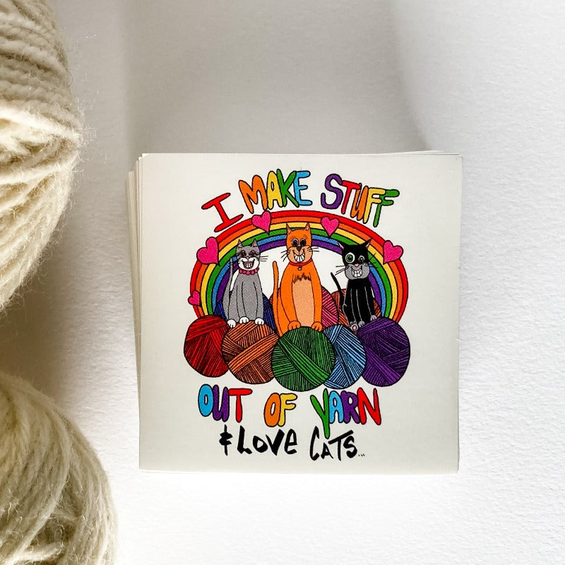 Vinyl stickers I make stuff out of yarn and love cats