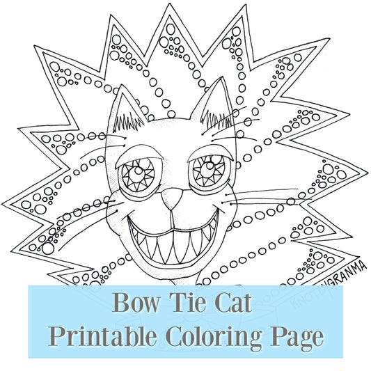 Bow Tie Cat Printable Coloring Page