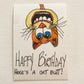 Hand Drawn Birthday Card Crocheted Cat Butt Keychain or Ornament Personalized Message