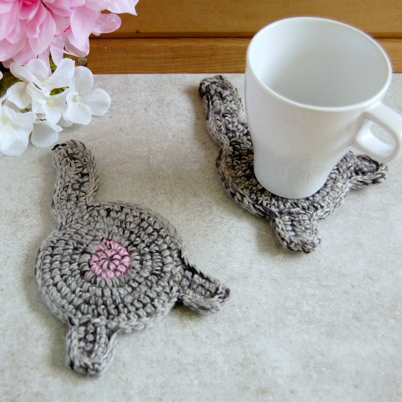 Knot By Gran'ma Gray Cat Butt Coaster