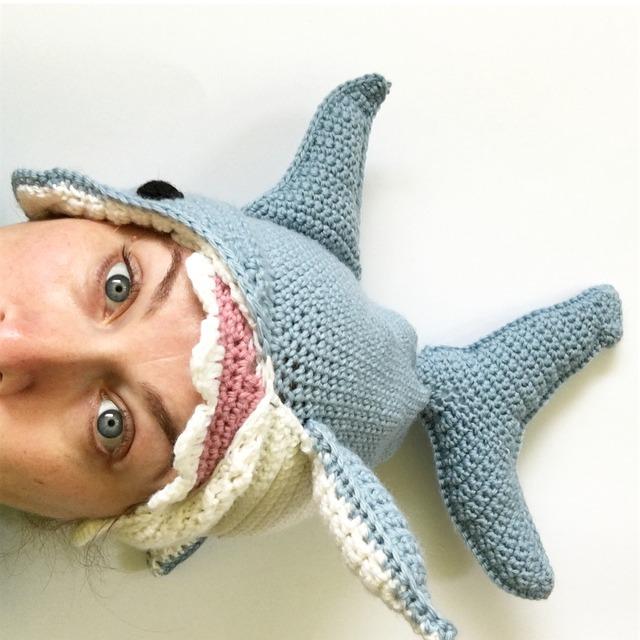 Knot By Gran'ma  Digital Crochet Pattern Great White Shark Hat Crochet Pattern