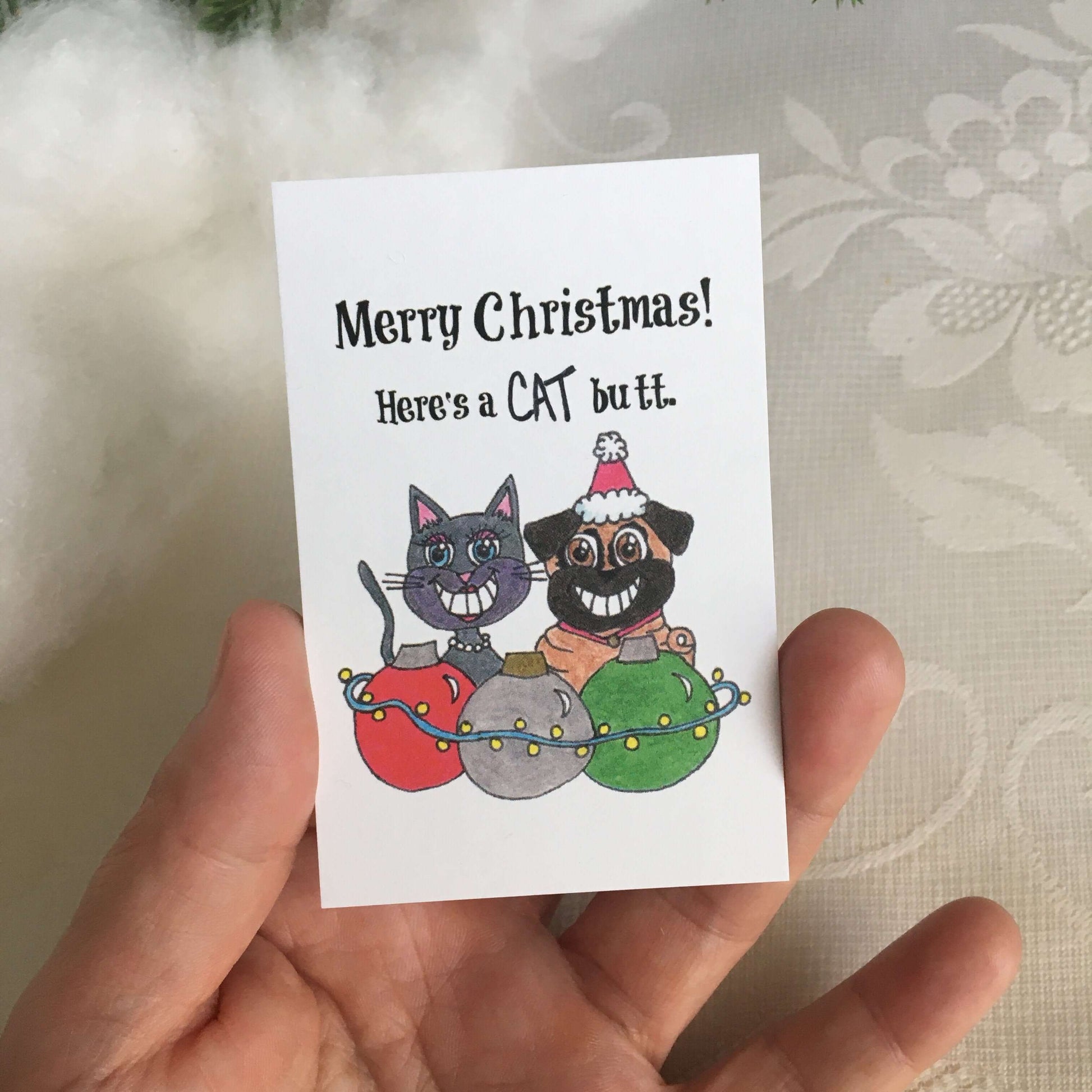 Knot By Gran'ma Christmas Gift Black Cat Butt Coaster Funny Christmas Gift With Card