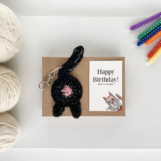 Black cat butt keychain birthday gift for husband 