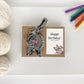 gray tabby cat butt keychain birthday gift with illustrated cat card