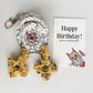 Knot By Gran'ma chicken butt keychain with cat happy birthday card