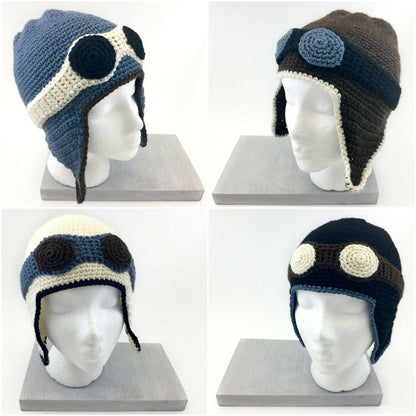 Knot By Gran'ma  Digital Crochet Pattern Aviator Hat Crochet Pattern