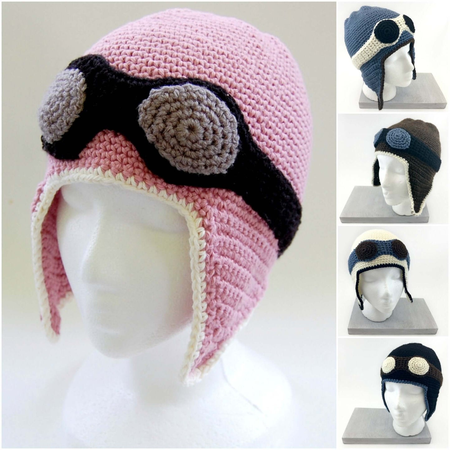 Knot By Gran'ma  Digital Crochet Pattern Aviator Hat Crochet Pattern