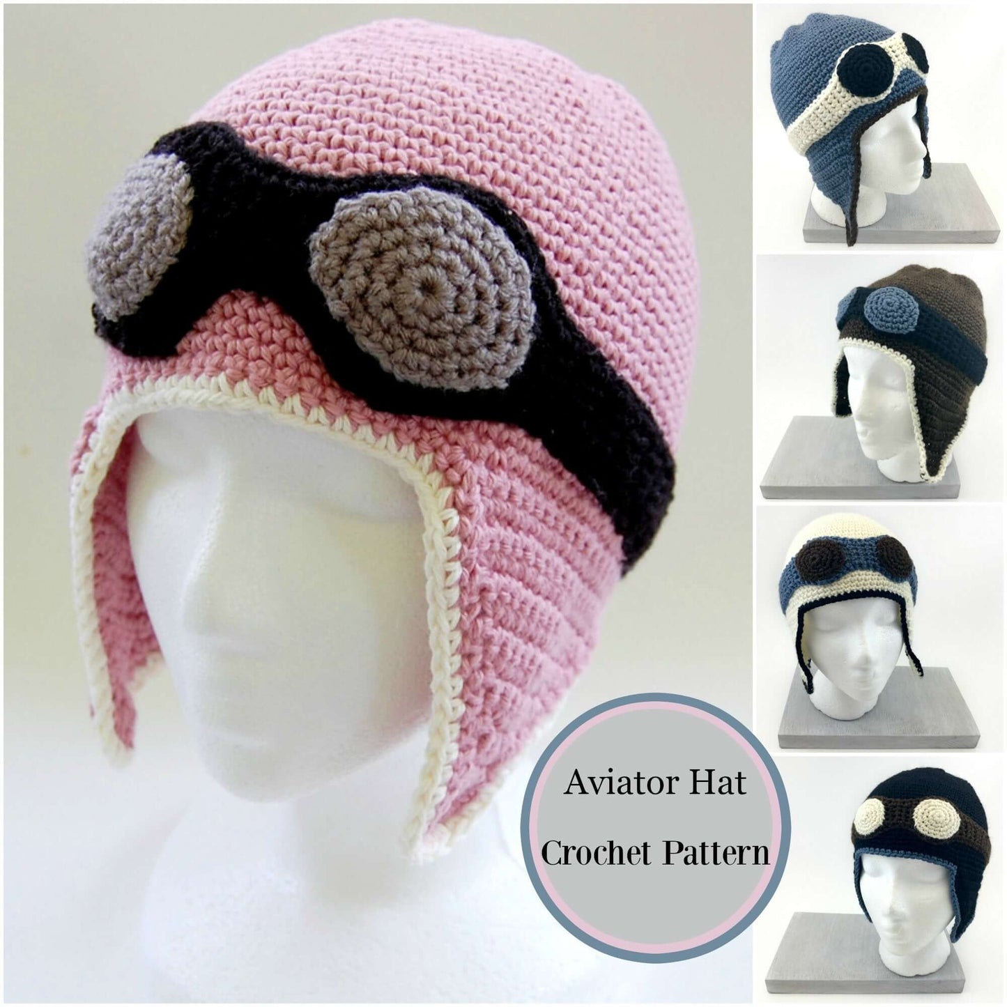 Knot By Gran'ma  Digital Crochet Pattern Aviator Hat Crochet Pattern