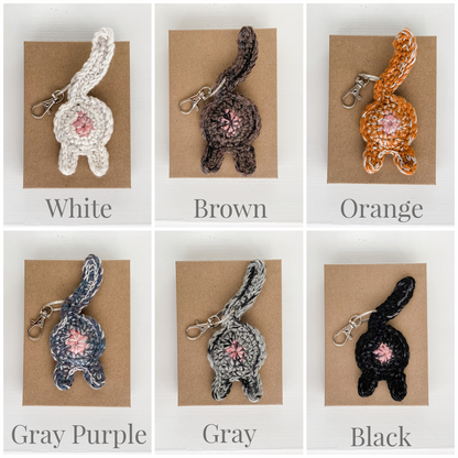 Cat Butt Keychain Funny Feel Better Soon Gift with OOAK Original Art Card