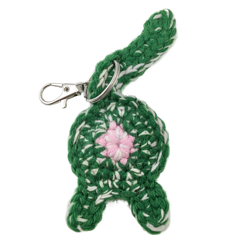 Knot By Gran'ma  Keychain Lucky Green Cat Butt Keychain