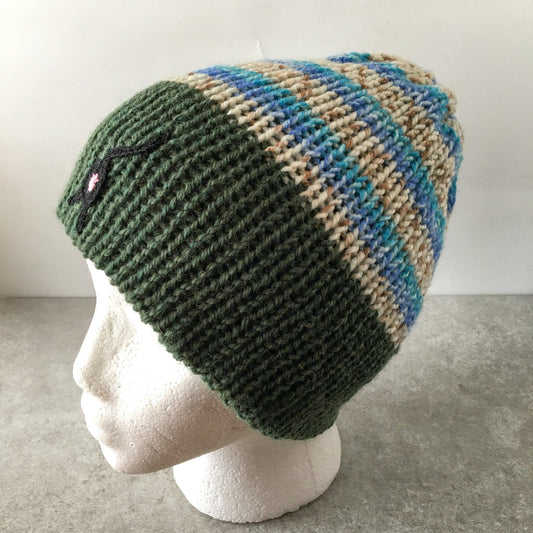 Knot By Gran'ma Hat Cat Butt Beanie Green Bottom Blues Hat