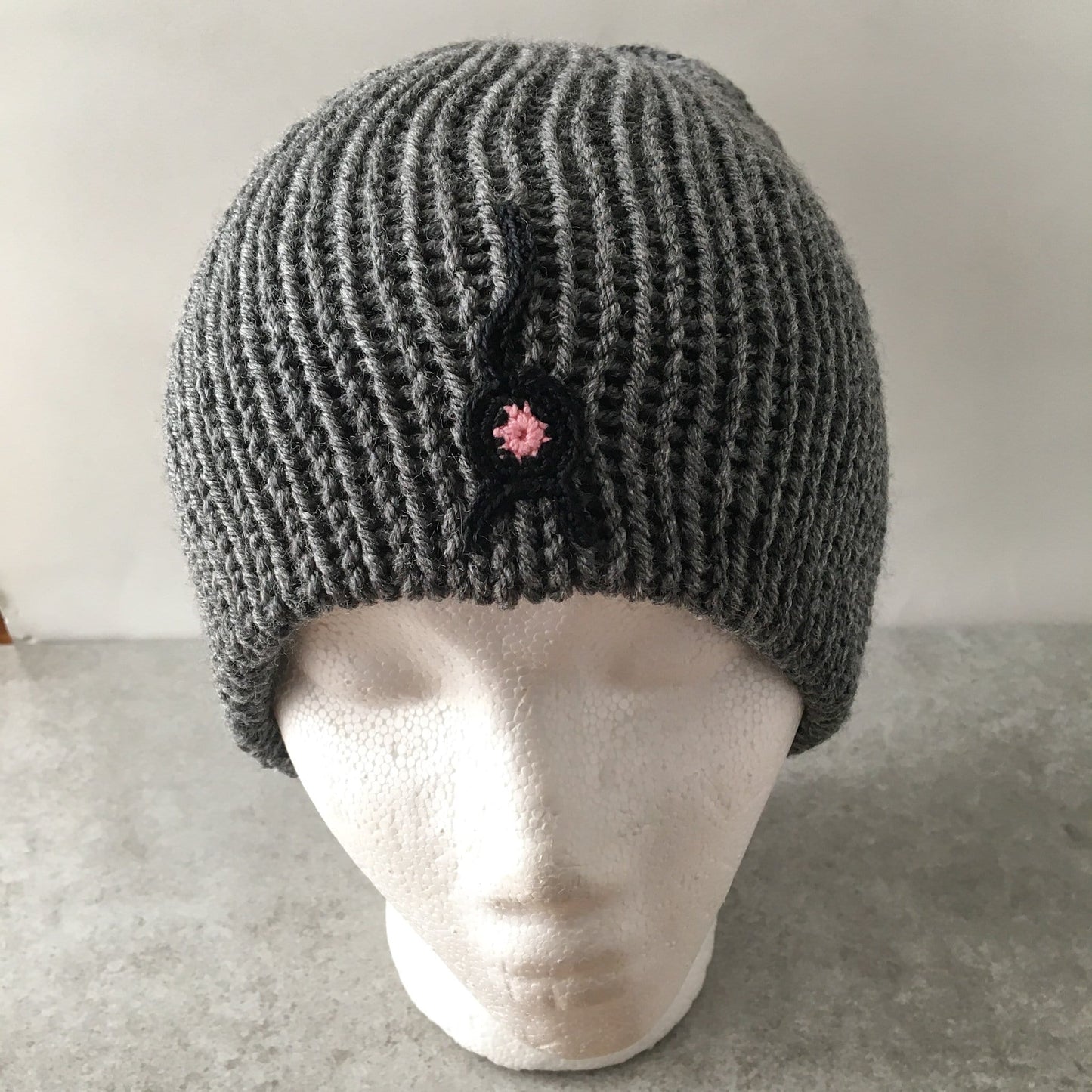 Knot By Gran'ma Hat Cat Butt Beanie Gray Heather Hat