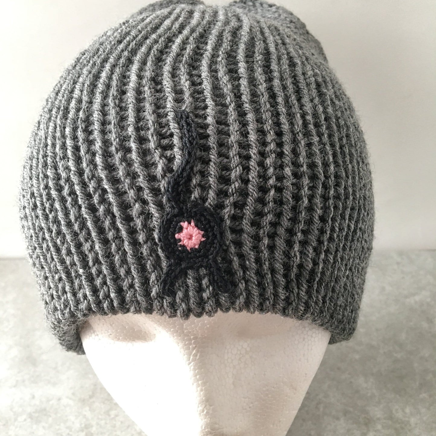 Knot By Gran'ma Hat Cat Butt Beanie Gray Heather Hat