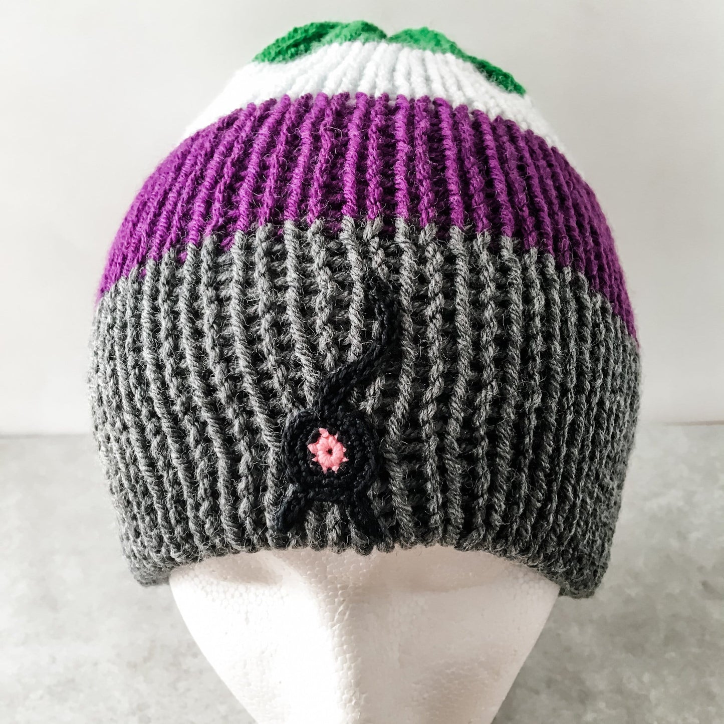 Knot By Gran'ma Hat Cat Butt Beanie Cool Stripes Hat