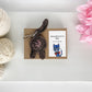 brown torti cat butt keychain gift with valentine's day card 