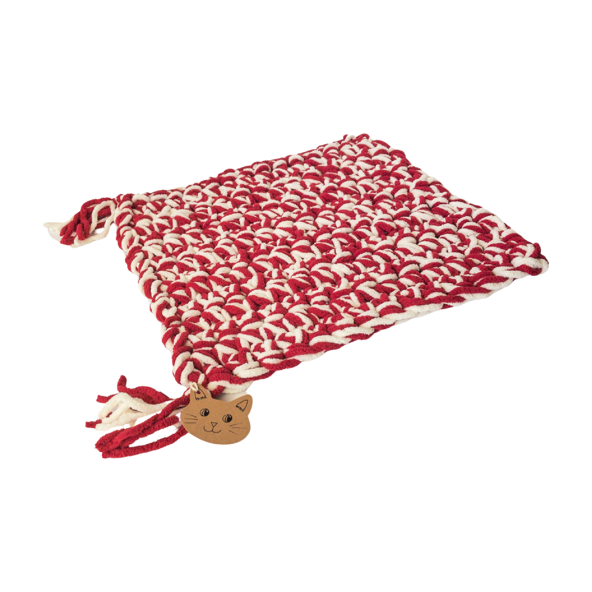 Knot By Gran'ma Cat Mat Cat Mat Bold Red and White Sleeping Pad