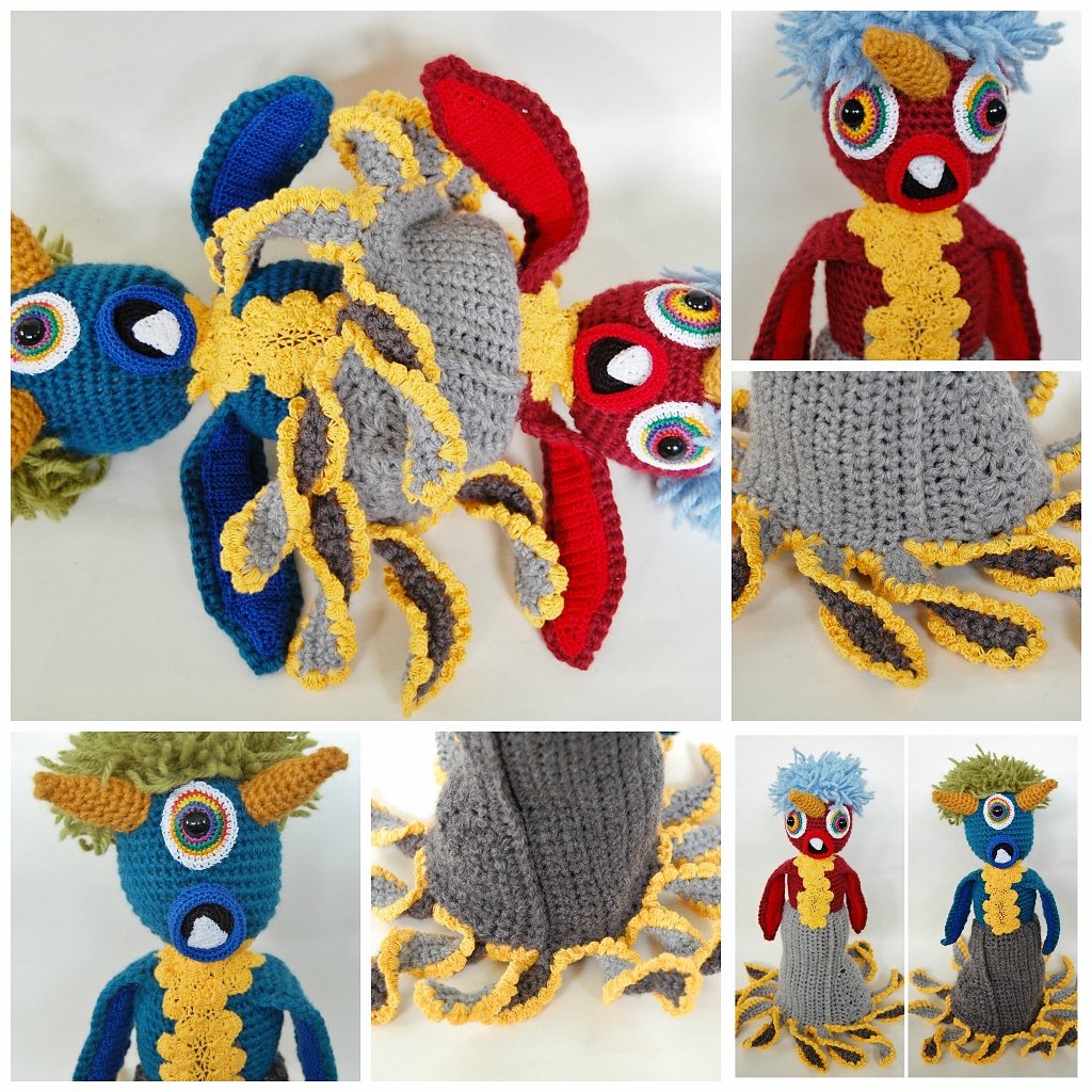 Knot By Gran'ma Digital Crochet Pattern Topsy Turvy Monster Plush Doll Crochet Pattern