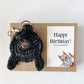 Knot By Gran'ma Birthday Gift Black Pug Butt Keychain Funny Birthday Gift with Novelty Card
