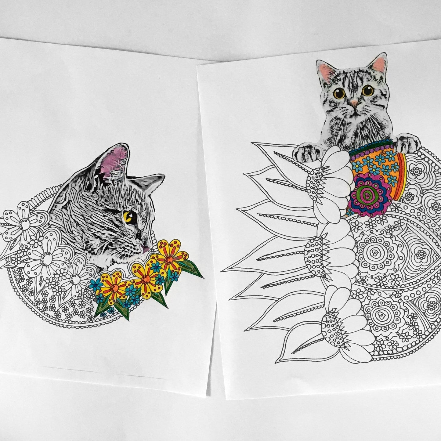 Knot By Gran'ma Coloring Pages and Books Digital Download Floral Cat Printable Coloring Pages for Adults