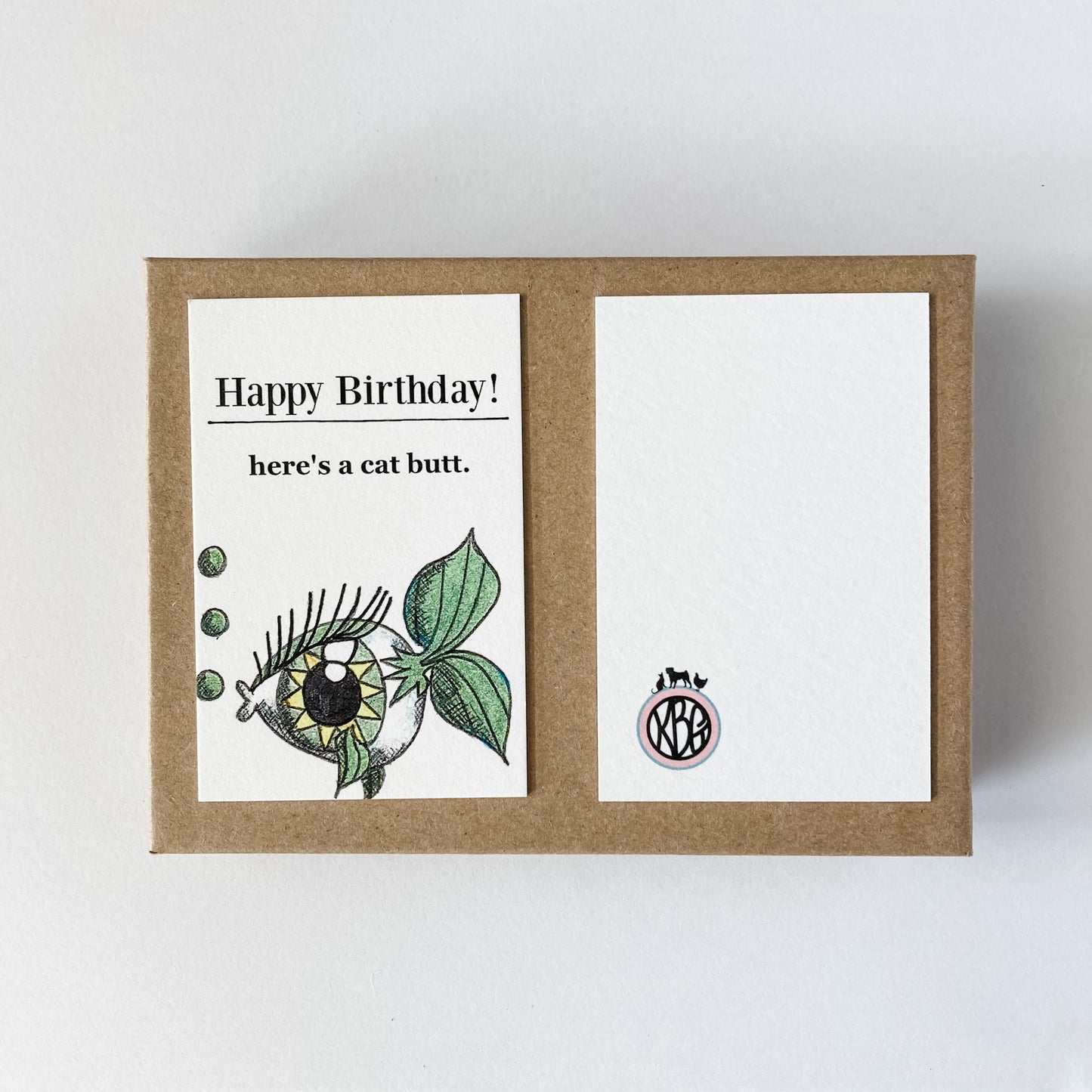 Gray Tabby Cat Butt Keychain Funny Birthday Gift with Novelty Card