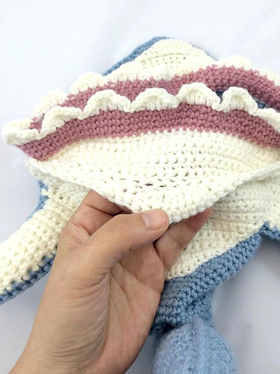 Knot By Gran'ma  Digital Crochet Pattern Great White Shark Hat Crochet Pattern