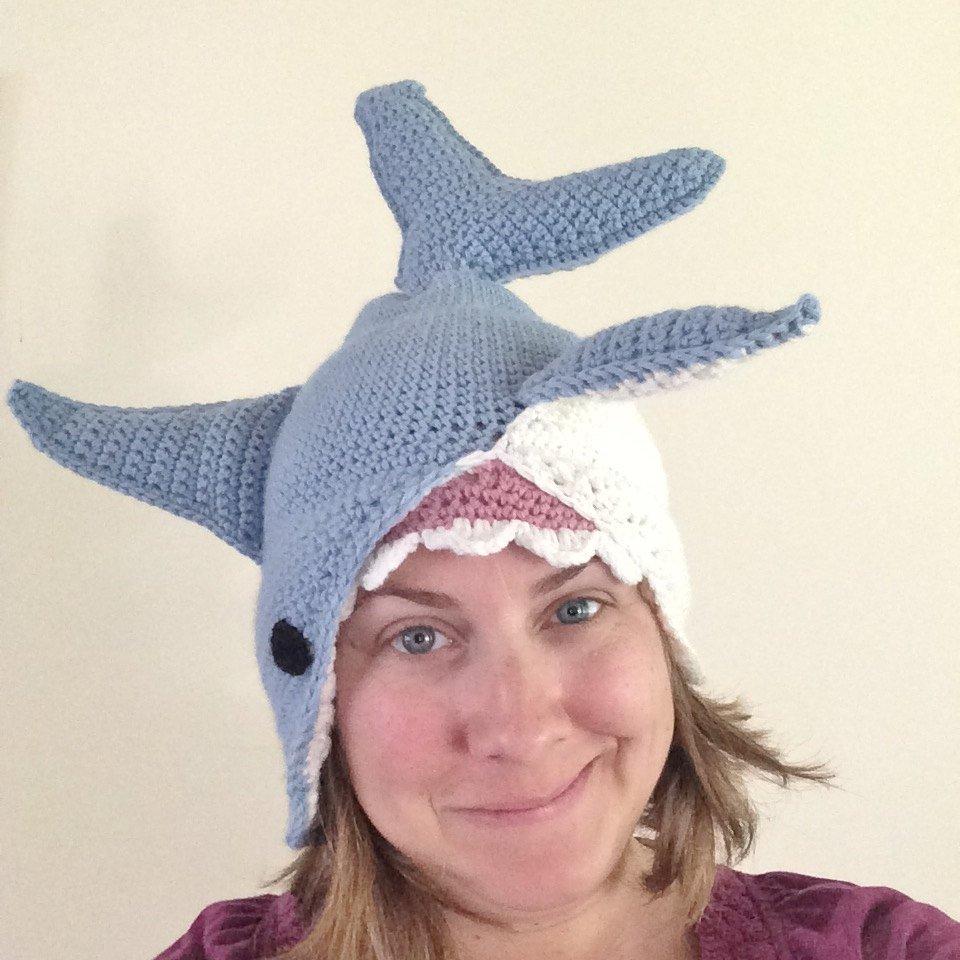 Knot By Gran'ma  Digital Crochet Pattern Great White Shark Hat Crochet Pattern