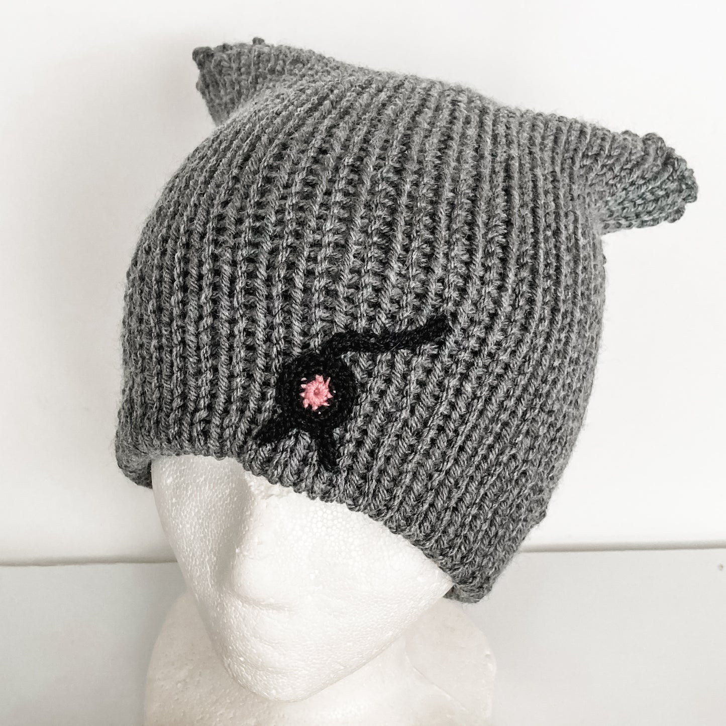 Cat Butt Beanie Gray Heather Cat Ear Hat