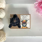 black pug butt keychain with collectible ooak aceo valentine's day card