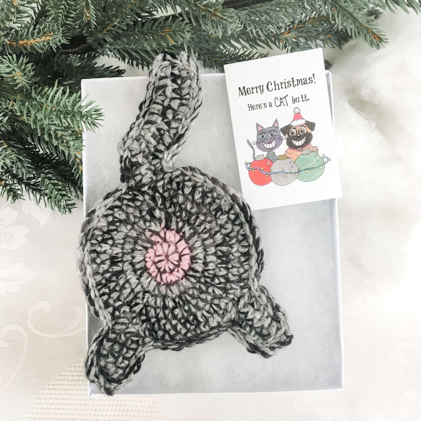 Knot By Gran'ma Christmas Gift Black Cat Butt Coaster Funny Christmas Gift With Card