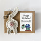White Cat Butt Keychain Funny Birthday Gift with Novelty Card